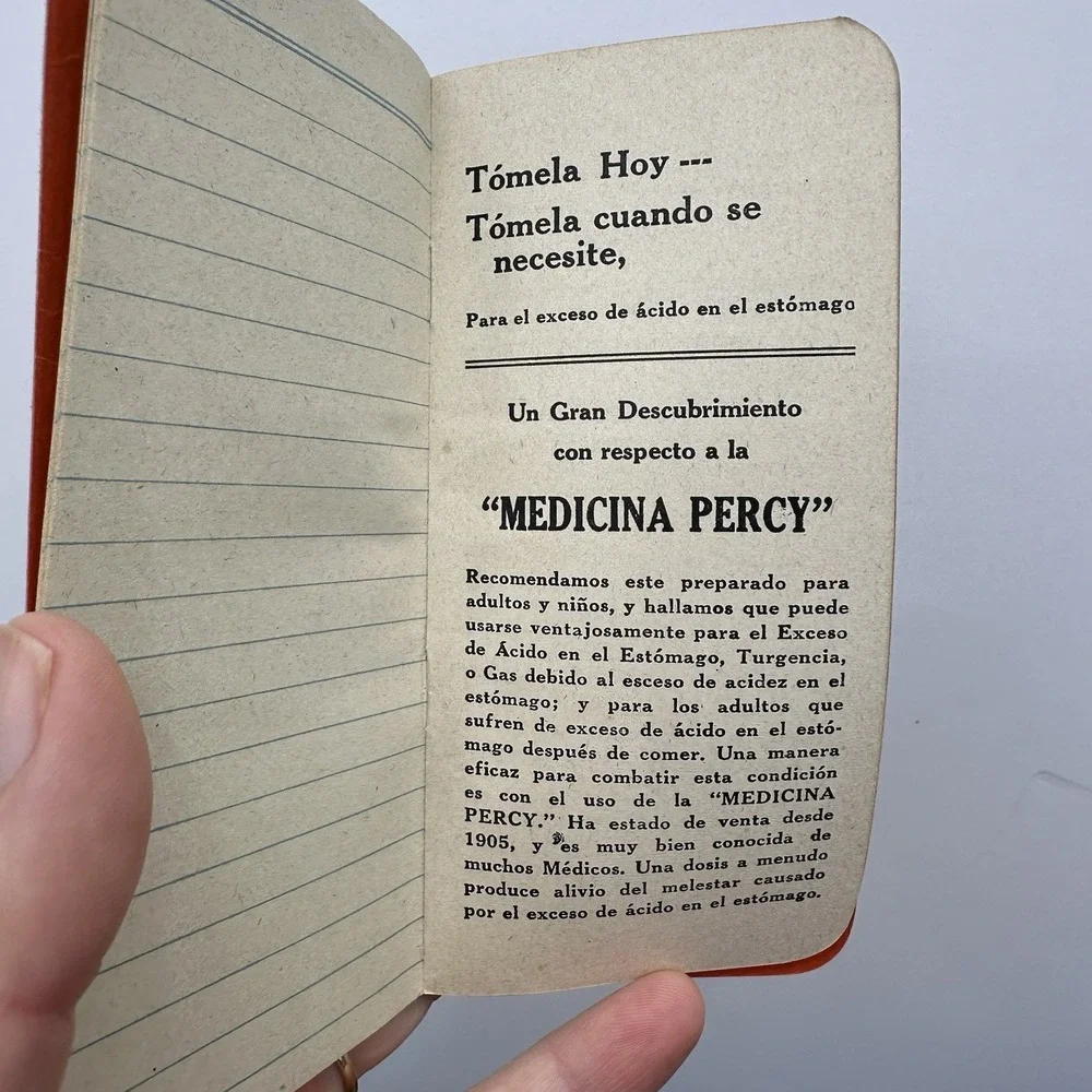 Vintage Percy Medicine Pharmacy Ephemera Pamphlet Waco Texas 1947 / 1948 Spanish